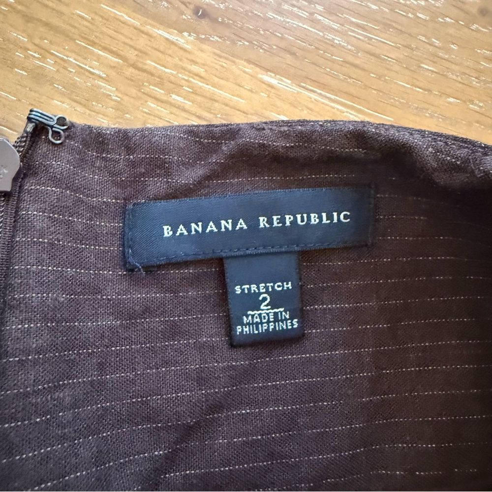 Banana Republic Brown A-Line Flax Linen Blend Skirt size 2 - Picture 5 of 6